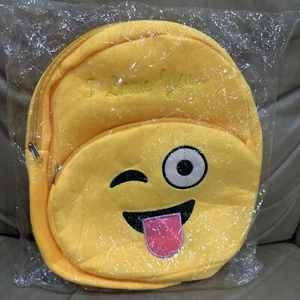 Emoji Backpack SmileyWinking Yellow Bag For Kids and School 14 In I Love You - Picture 1 of 4