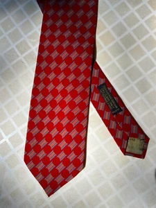 Giorgio Armani Krawatte Vintage 100% Seide Krawatte Made in Italy - Rot Grau Gelb - Bild 1 von 4