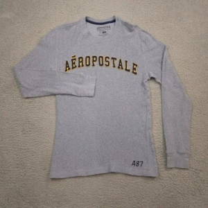 Aeropostale Thermo Langarmshirt Herren S grau Waffelstrick A87 Logo - Bild 1 von 10