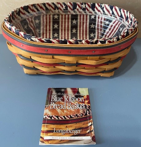 Longaberger 1999 All American Blue Ribbon Bread Basket Set Cover