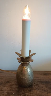 Lámpara de Latón Piña Vela Luz Nocturna Ventana Diseño Luz 9" Alto Giratoria Foto 1 de 4