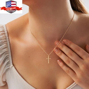 Cross Necklace for Women - 18K Gold Plated Cross Pendant Necklace Dainty Simp... - Picture 1 of 1