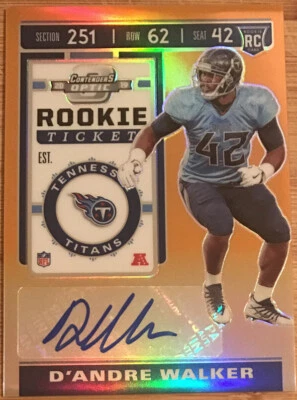 2019 Panini Contenders Optic Orange Rookie Autograph D’Andre Walker #’d 20/50 - Image 1 of 3