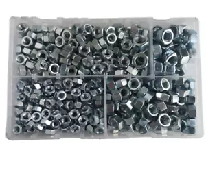 Scatola assortita di 530 dadi completi UNF dadi completi zincati DIN934 esagonali BZP da 1/4" - 7/16" - Foto 1 di 2