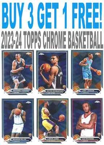BOGO 2023-24 Topps Chrome Basketball NBA BUY 3 GET 1 You Pick/Complete Your Set - Picture 1 of 112