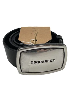 Cintura DSquared2 in pelle nera con fibbia grande - Foto 1 di 3