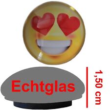 3,50 cm Glas Smiley Magnet Emoji Verliebt Liebe Herz Kühlschrankmagnet Memoboard