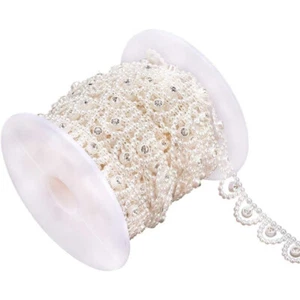 1roll ABS Plastic Imitation Pearl Beaded Trim Creamy White 15mm 9m/roll - Picture 1 of 5