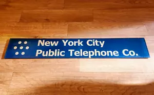 ๐ฅ Vintage New York City Public Telephone Co. Old NYC Pay Phone Booth Sign - Picture 1 of 8