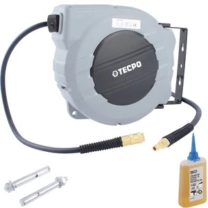 TECPO AUTOMATIK DRUCKLUFT-SCHLAUCH AUFROLLER SCHLAUCHTROMMEL 10 METER + BGS ÖLER