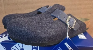 Birkenstock Boston Natural Leather-Felt- US Men's 10-10.5 Midnight Blue - Picture 1 of 12