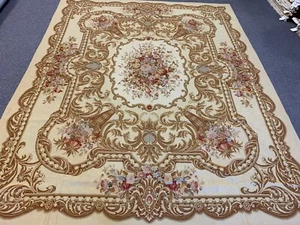 FRENCH AUBUSSON DESIGN NEEDLEPOINT WOOL ORIENTAL AREA RUG / WALL HANGING 8X10 - Picture 1 of 10
