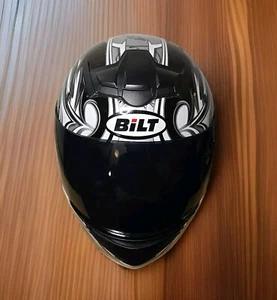 Bilt S Racer Blaze Full Face Motorcycle Helmet Black Silver Dragon Rare Size M - Picture 1 of 16