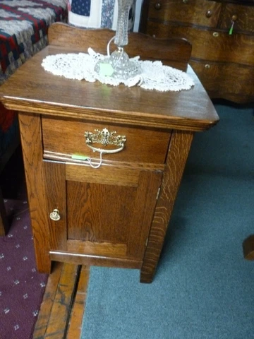 Antique Oak Nightstand Washstand Dresser 1900's refinished end table 20" wide #1 Cover