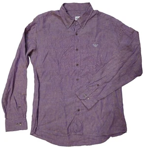Armani Collezioni Button Shirts Men's Purple Shirts Size 44 Long Sleeves Cotton - Picture 1 of 7