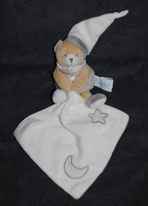 🍀Beige Grey Bear Blanket White Handkerchief BABYNAT BABY'NAT Moon Star Luminescent - Picture 1 of 3