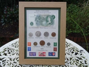 64th Birthday 1961, £1 Note, 7 Coin & Stamps Framed Set, Unique Gift for 2025 - Picture 1 of 5