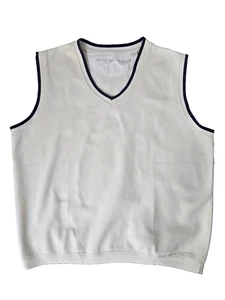 V Neck Sweatshirt Vest Mens XL White Smith Watkins Vintage Golf Academia Y2K - Picture 1 of 6