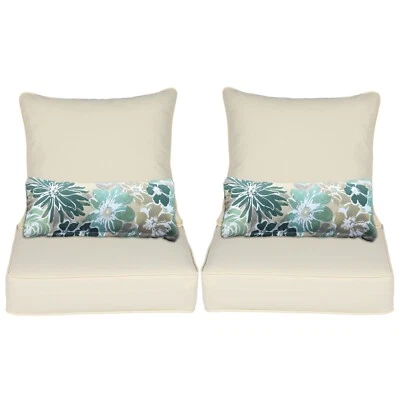 22''x24''x5'' Patio Deep Chair Cushion Set with 2 Pillows Seat Cushions Set of 2 - Image 1 of 2