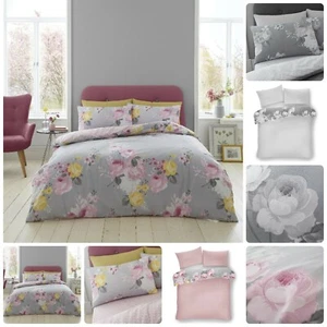 Juego de cama de lujo floral con funda de edredón + funda de almohada juegos de cama inversos HALLIE  - Imagen 1 de 26