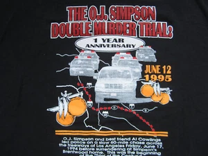 Selten 1995 THE O.J. Simpson Doppelmordprozess 1 Jahr Jubiläum XL? T-Shirt - Bild 1 von 6