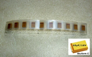 10 Stück SMD Tantal Kondensatoren 10 µF / 16 V - Bauform C (M4508) - Picture 1 of 2