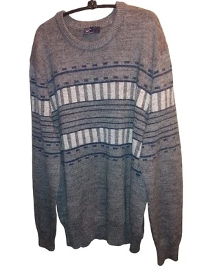 Gap Crew Neck Pullover Sweater Grey GEO Pattern Cotton Blend Preppy City Mens XL - Image 1 of 3