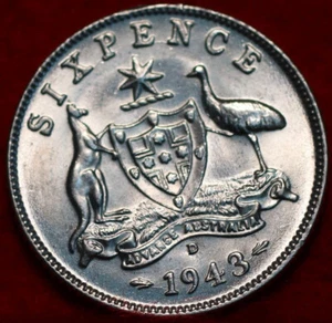 🇦🇺 Uncirculated 1943 Australia 6 Pence Silver Foreign Coin - Picture 1 of 2