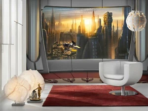 GRANDE Papel Pintado Mural Dormitorio Adolescente 144x100 Pulgadas Star Wars Coruscant View Decoración - Imagen 1 de 5