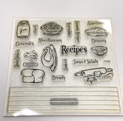My Acrylic Stamps Summer D1364 Recipe Box Cooking Turkey Bread Pie Jam Holiday - Image 1 of 4