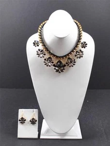 I Creative Kristall goldfarbene Halskette Ohrringe Set Handarbeit Handwerker - Bild 1 von 12