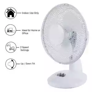 Portable Desk Fan, 9 inch Oscillating Desktop Fan 9'' Rotating Bedside Fan Home - Picture 1 of 8