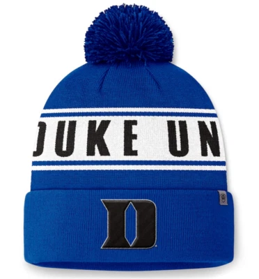 Duke Blue Devils Top Of The World Blue Slash Cuffed Knit Hat With Pom - Image 1 of 2