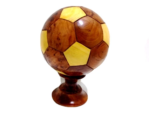High Quality Wooden THUYA  Football With A Stand Decoration Football Ball Gift Cover