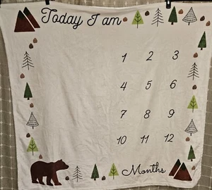 Baby Meilenstein Decke 100% weiche Baumwolle Musselin Wälder Bären - Bild 1 von 7