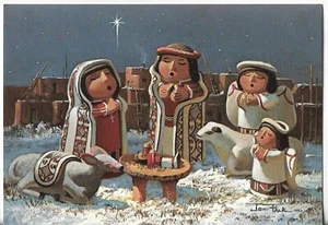NOS LEANIN' TREE Christmas Card 7.25x5.5 The Three Wise Men and Baby Jesus - Picture 1 of 3