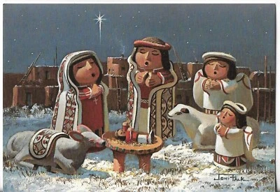 NOS LEANIN' TREE Christmas Card 7.25x5.5 The Three Wise Men and Baby Jesus - Image 1 of 3