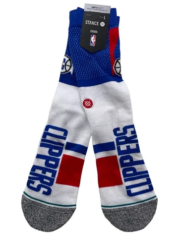LA CLIPPERS Allover NBA Logo Character LARGE Casual 1 Pair Crew Socks Cover