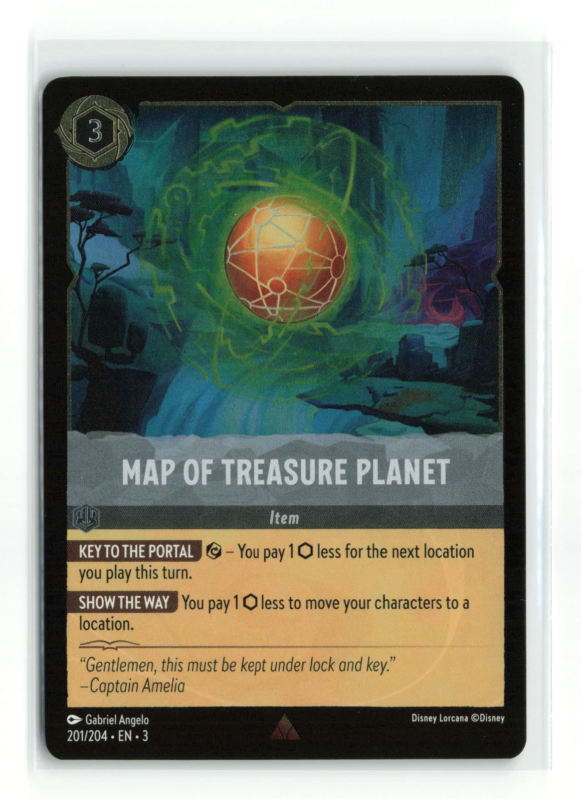 MAP OF TREASURE PLANET RARE 201/204 COLD FOIL Lorcana Into the Inklands NM
