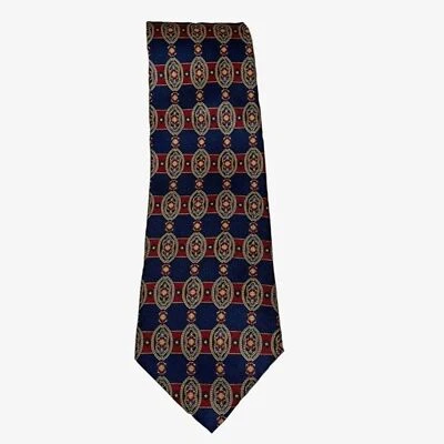Corbata de seda italiana Tommy Hilfiger vintage roja azul dorada hecha en EE. UU. Foto 1 de 4