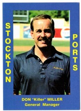 Don "Killer" Miller 1988 Cal League Stockton Ports # 204 (Milwaukee Brewers) ex