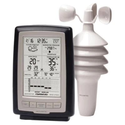 Acurite Weather Station Digital Wind Temperature Humidity Atomic Clock (3-in-1) - Image 1 of 4