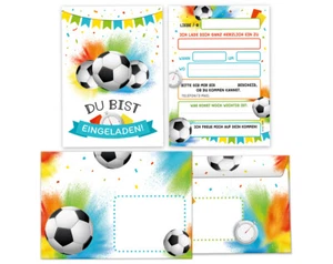 Einladungskarten + Umschläge zum Kindergeburtstag Fussball Einladungen Jungen - Bild 1 von 7