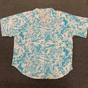Vintage 80s Graff Coastal Grandmother Button Blouse Top - Womens Size L Blue - Picture 1 of 6