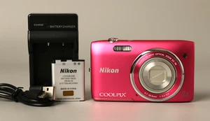 Near Mint Nikon Coolpix S3500 20MP Compact Digital Camera Pink Japan - Picture 1 of 19