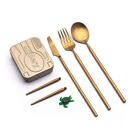 OUTLERY Cutlery Full Set Metallic Gold Chopsticks EDC Pocket Sized w/Case Travel