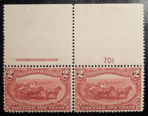 Scott # 286 Pair w/ p#, Imprint, Mint OG Never Hinged Cover