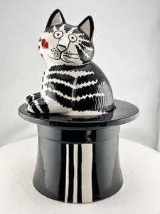 Kiss Cat Sigma by Tastesetter Kliban Ceramic Black Top Hat Japan 8 1/2" Tall - Picture 1 of 19