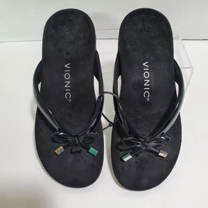 Sandalia Tanga Vionic Bella Arco Mujer 5 Negro Patente Arco Soporte Ortopédica Nueva - Imagen 1 de 10