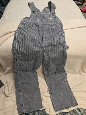 Mono con tirantes a rayas de nogal americano SEARS Railroad Conductor Union hecho en EE. UU. De colección LRG Foto 1 de 4